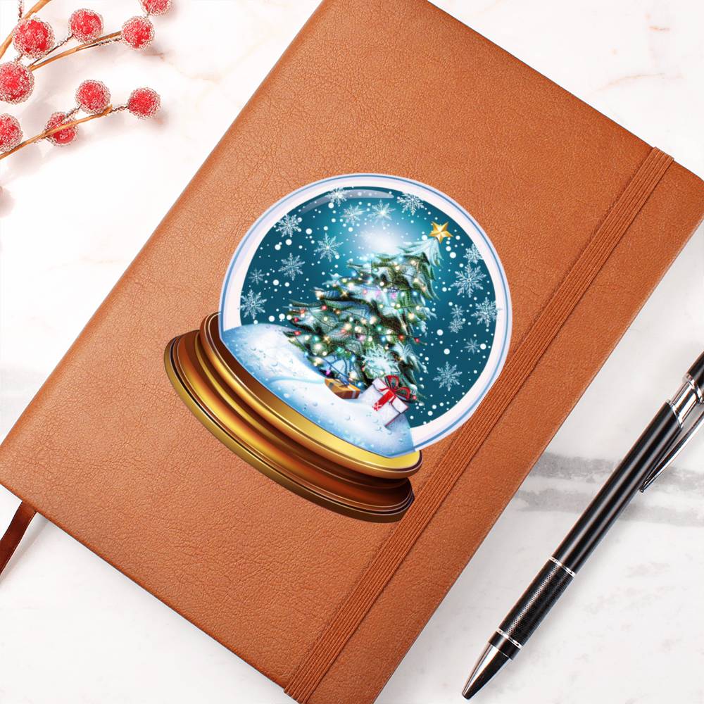 Watercolor Christmas Snow Globe 010 - Vegan Leather Journal