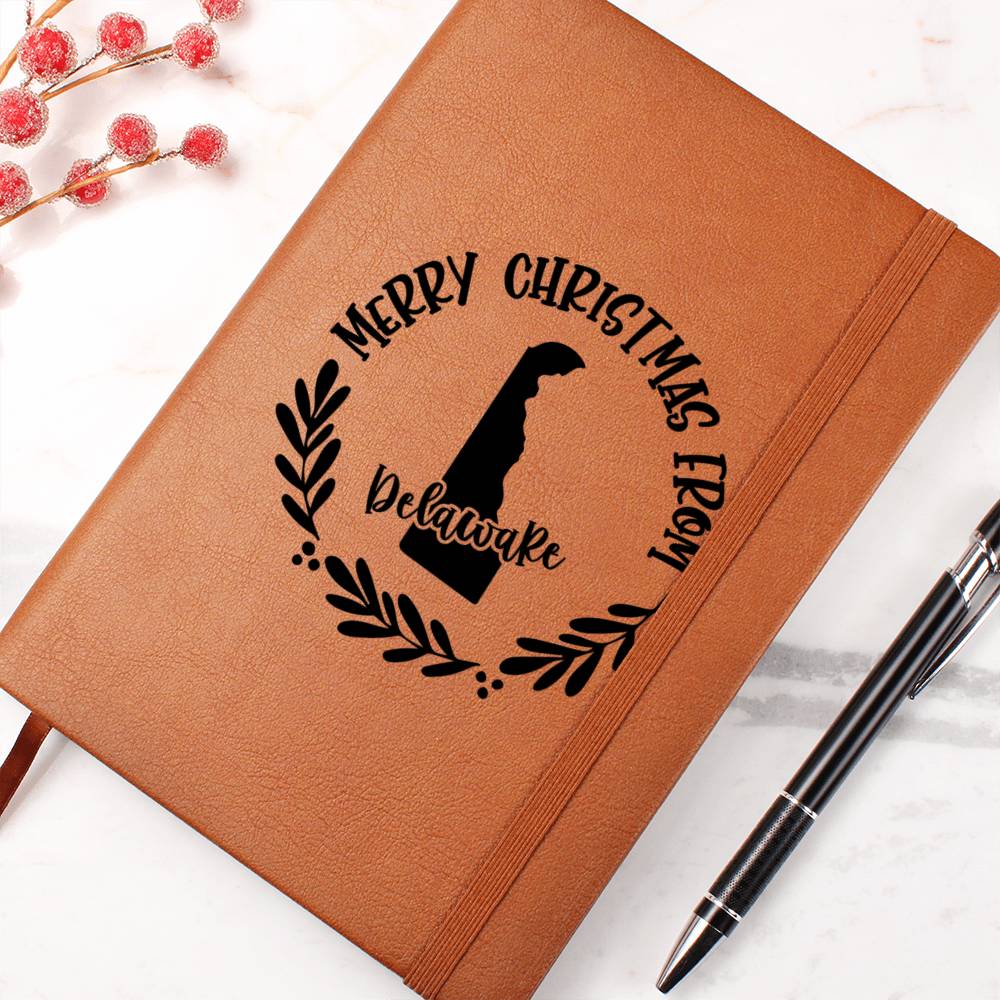 Merry Christmas From Delaware - Vegan Leather Journal