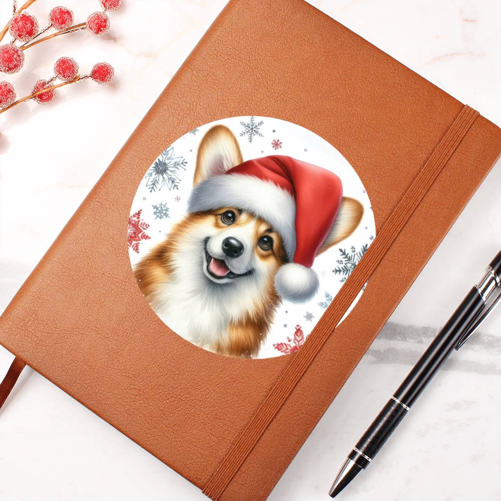 Christmas Dog - Pembroke Welsh Corgi  - Vegan Leather Journal
