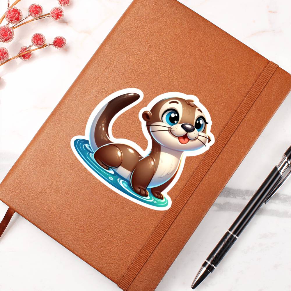 Cute Otter sticker 114 - Vegan Leather Journal