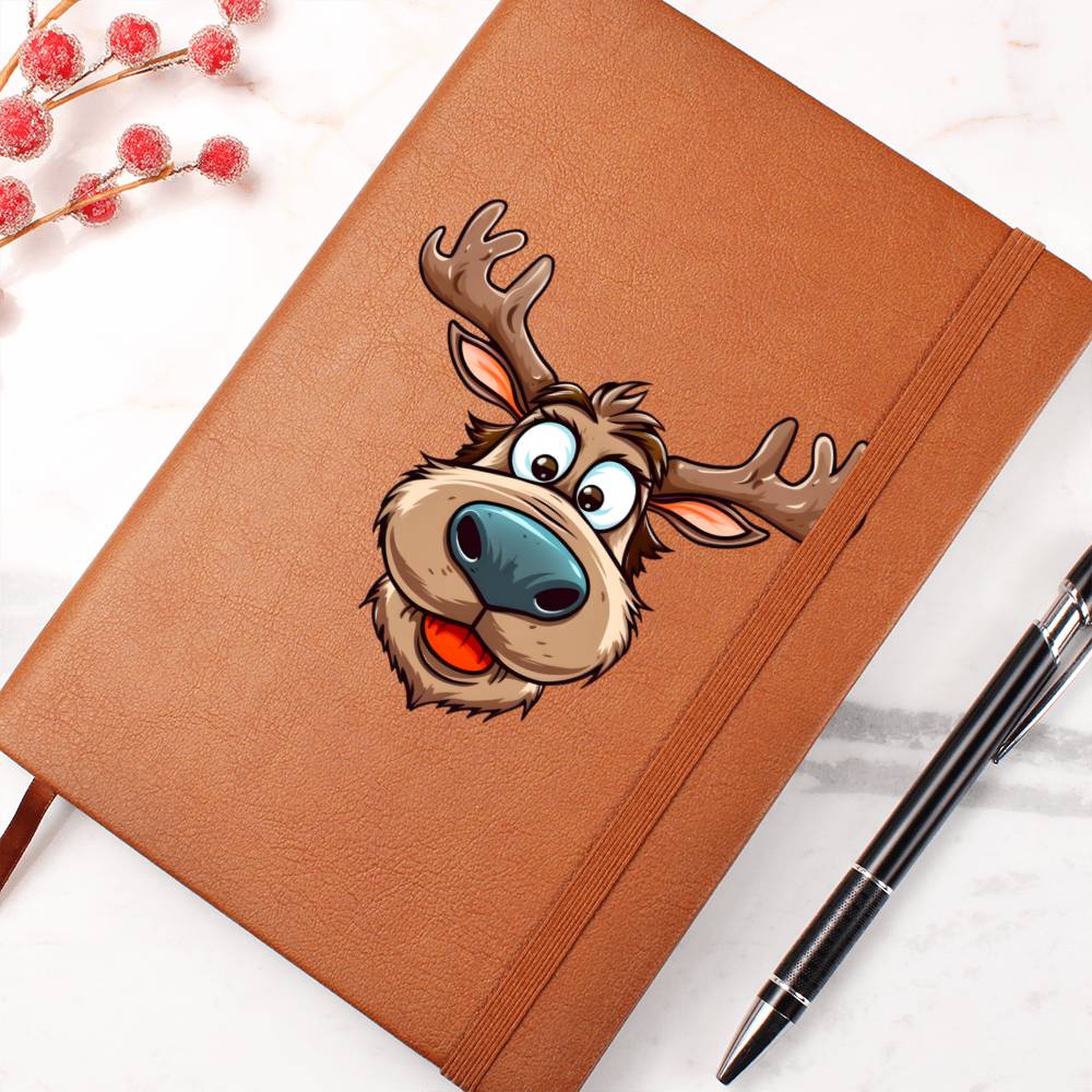 Funny Reindeer Face 02 - Vegan Leather Journal
