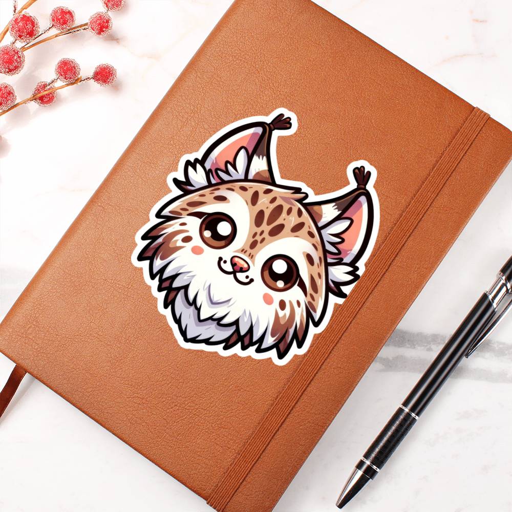 Cute Lynx sticker 89 - Vegan Leather Journal
