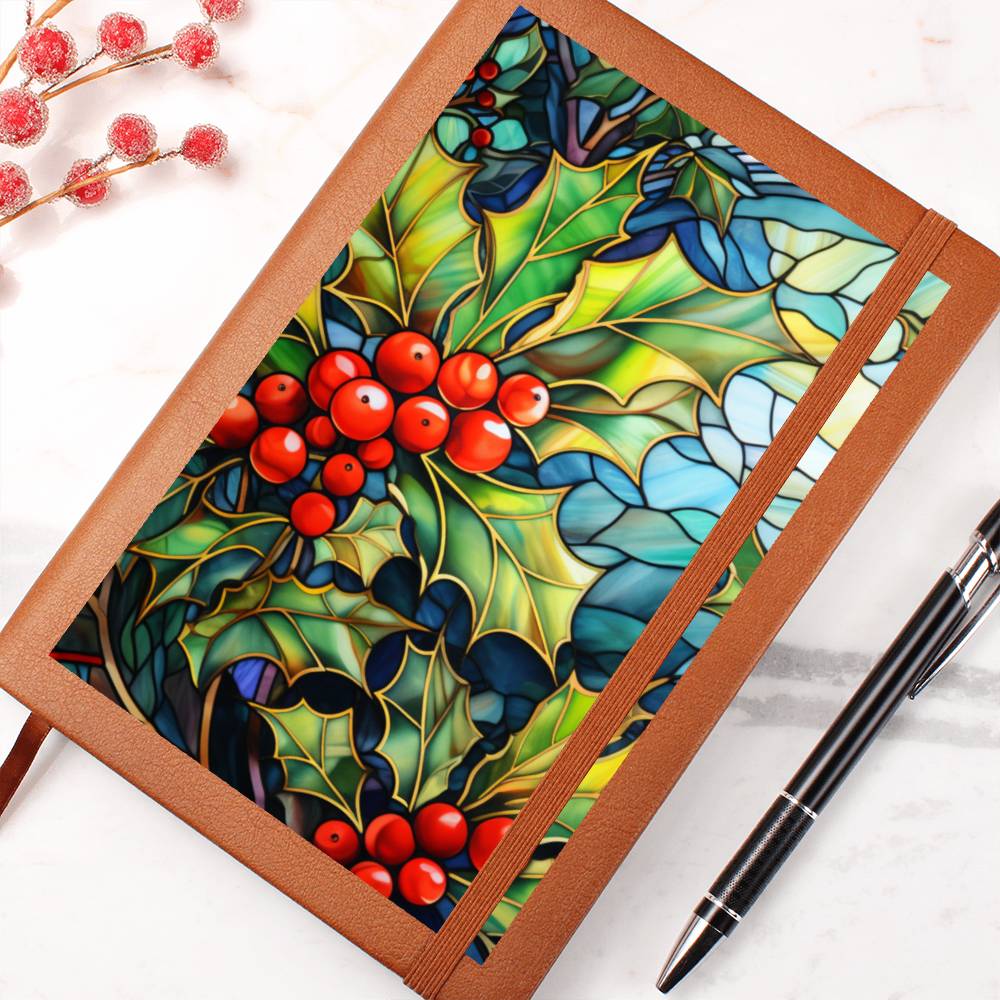 Christmas Stained Glass Design 019 - Vegan Leather Journal