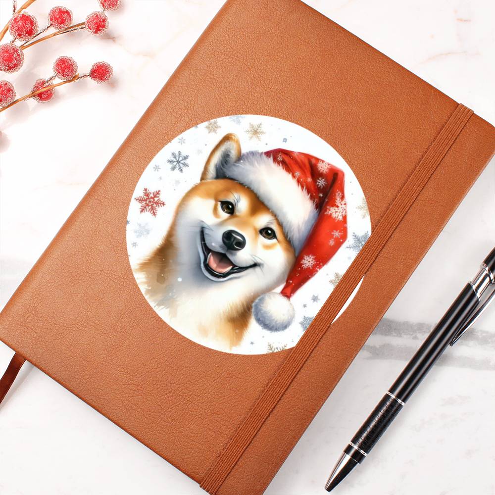 Christmas Dog - Shiba Inu - Vegan Leather Journal