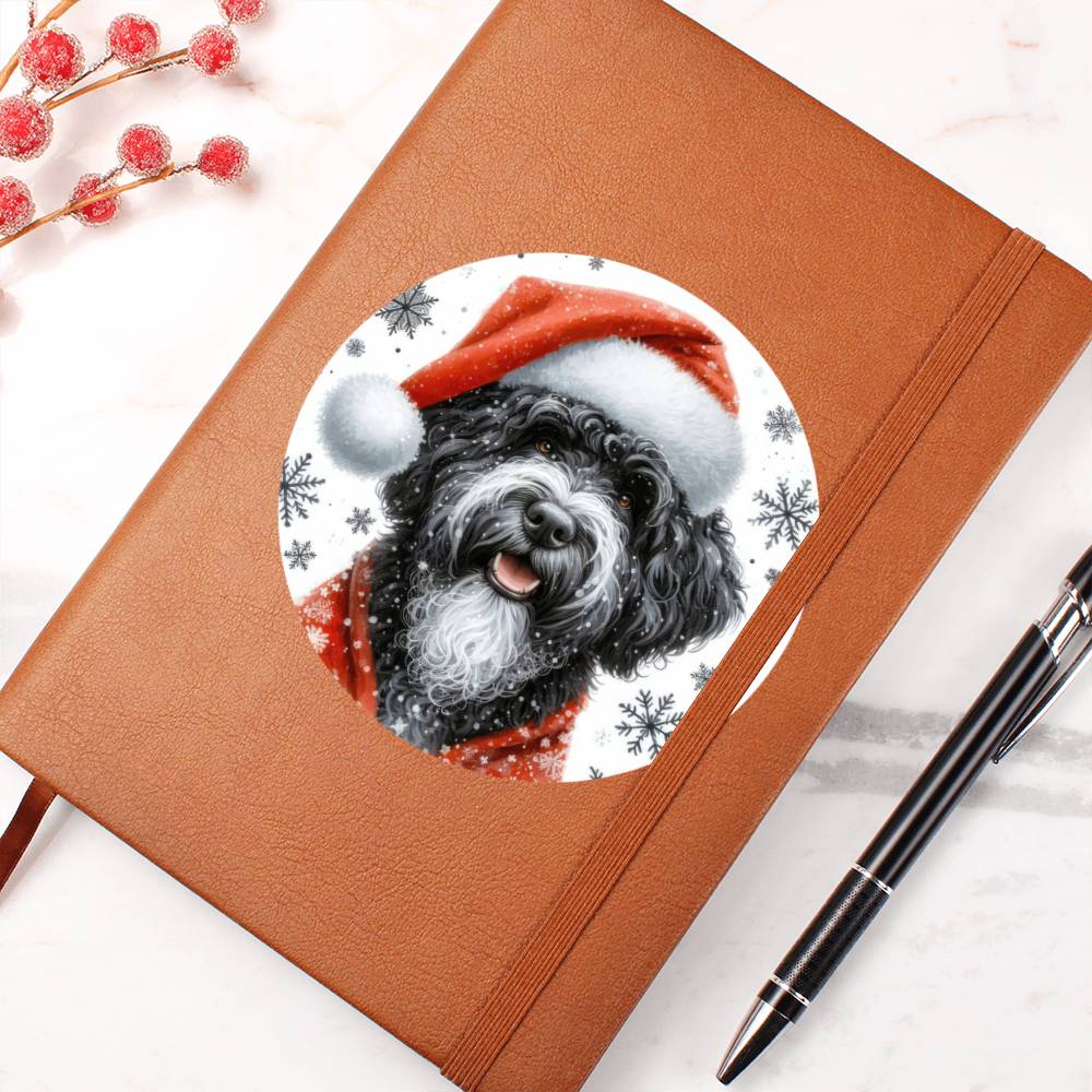 Christmas Dog - Portuguese Water - Vegan Leather Journal