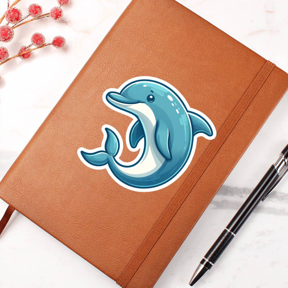 Cute River dolphin sticker 147 - Vegan Leather Journal