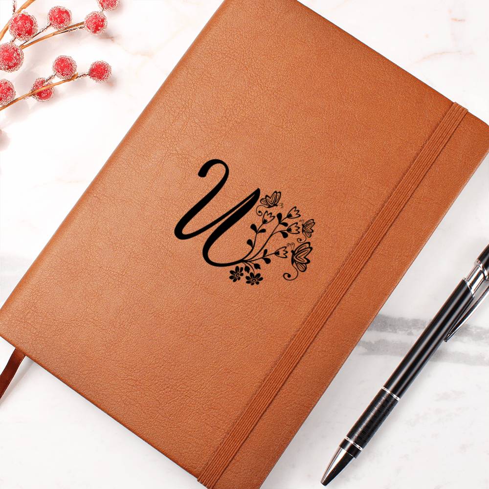 Botanical Monogram U - Vegan Leather Journal