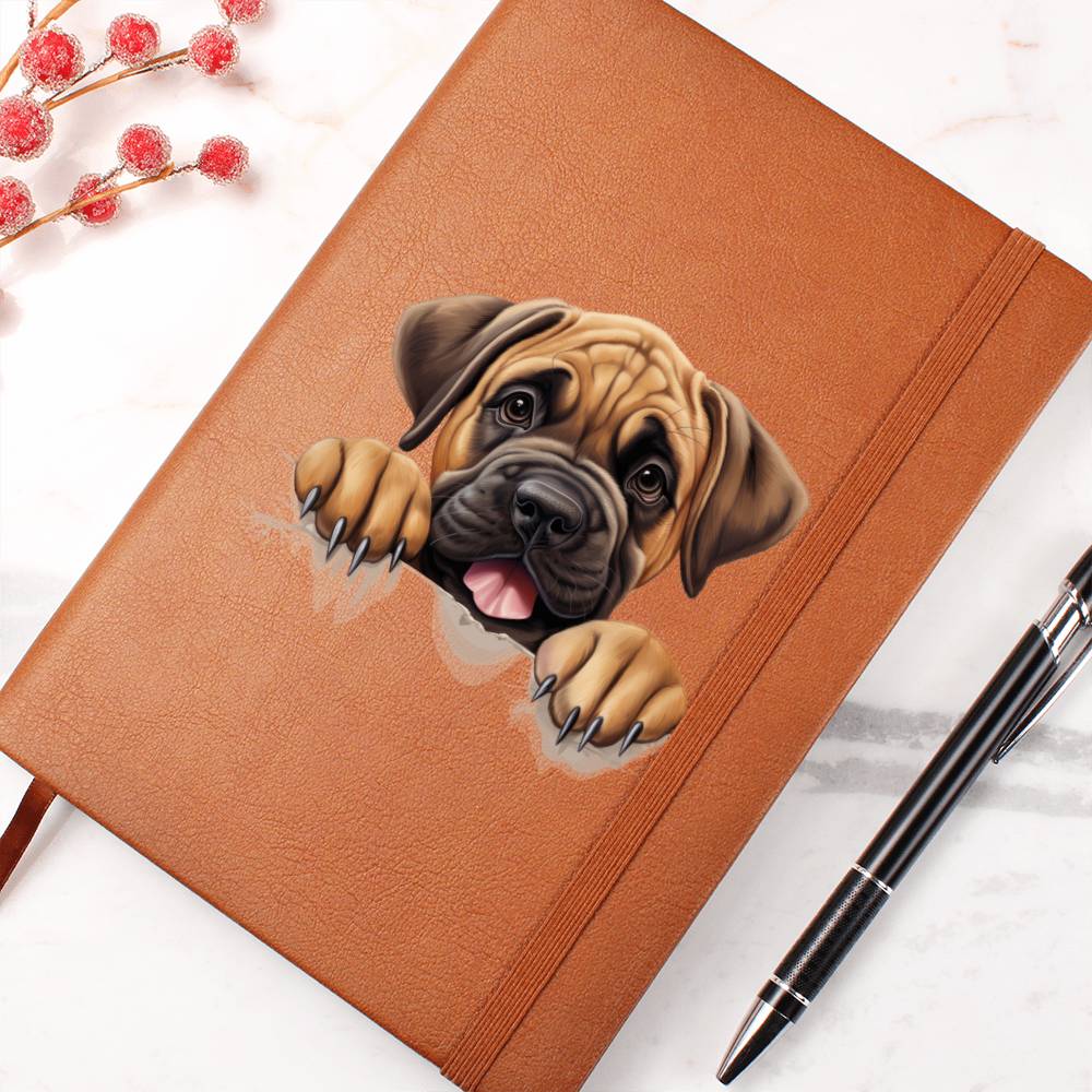 Mastiff Peeking - Vegan Leather Journal