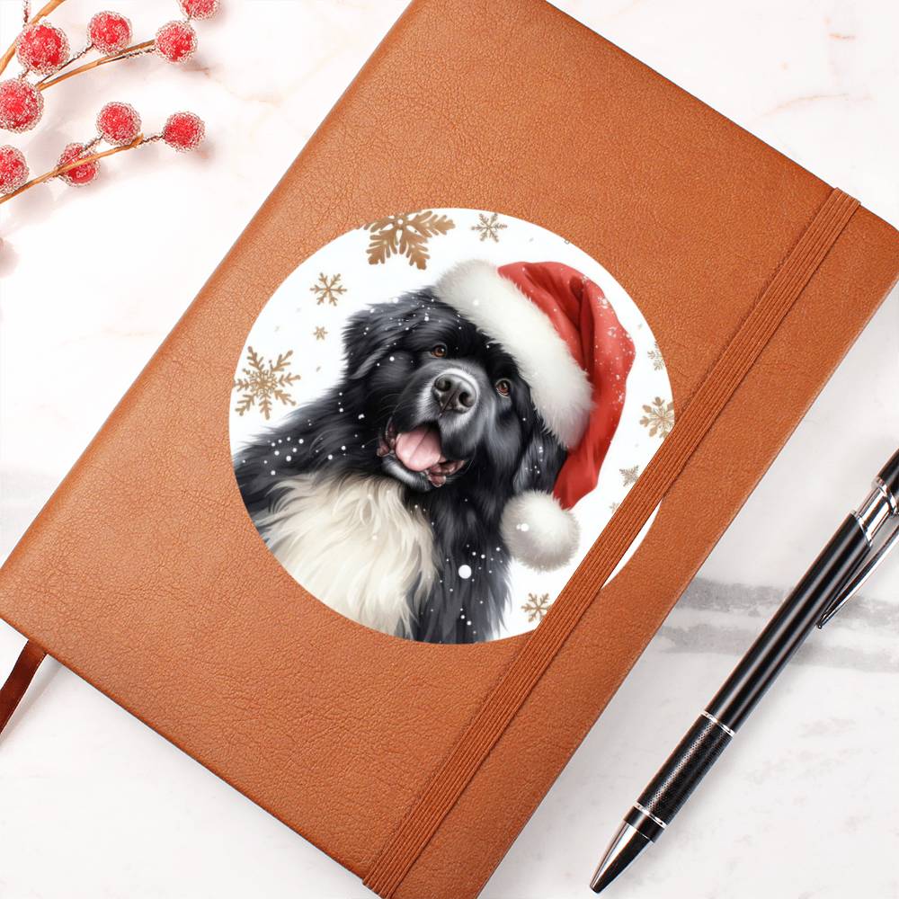 Christmas Dog - Newfoundland - Vegan Leather Journal
