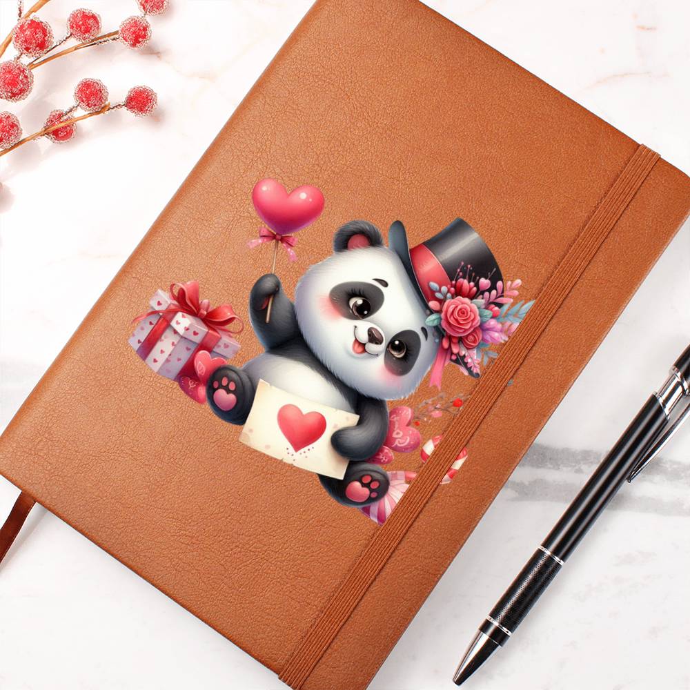 Valentine's Day Panda 011 - Vegan Leather Journal