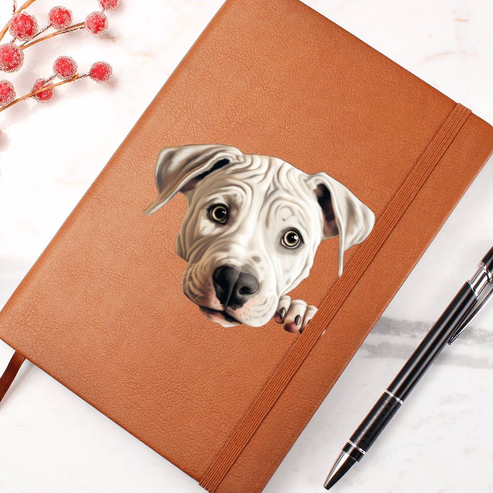 Dogo Argentino Peeking - Vegan Leather Journal