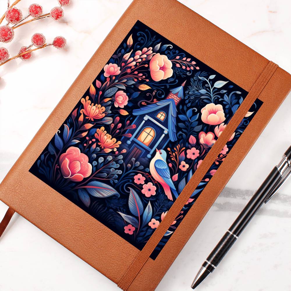 Birds And Floral Design 169 - Vegan Leather Journal