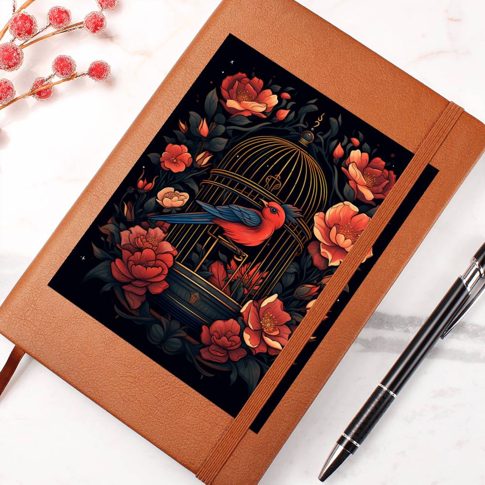 Birds And Floral Design 140 - Vegan Leather Journal