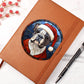 Dog Stained Glass Christmas Design 030 - Vegan Leather Journal