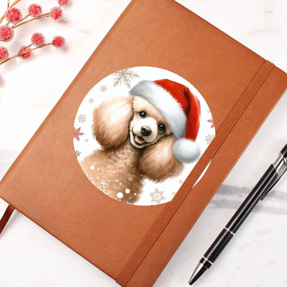 Christmas Dog - Poodle - Vegan Leather Journal