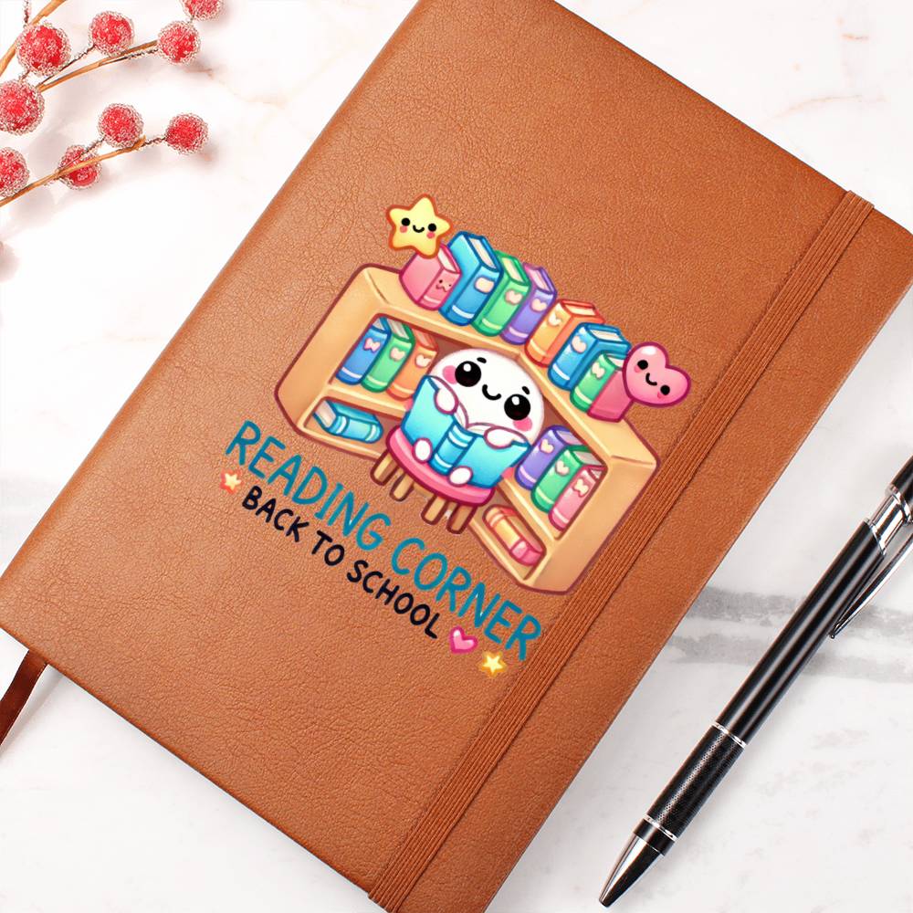 Cute Back to School Sticker 042 - Vegan Leather Journal