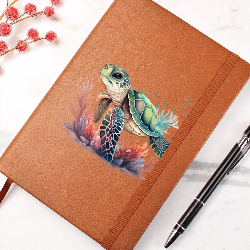 Cute Sea Turtle 013 - Vegan Leather Journal