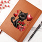 Valentine's Day Black Cat 060 - Vegan Leather Journal