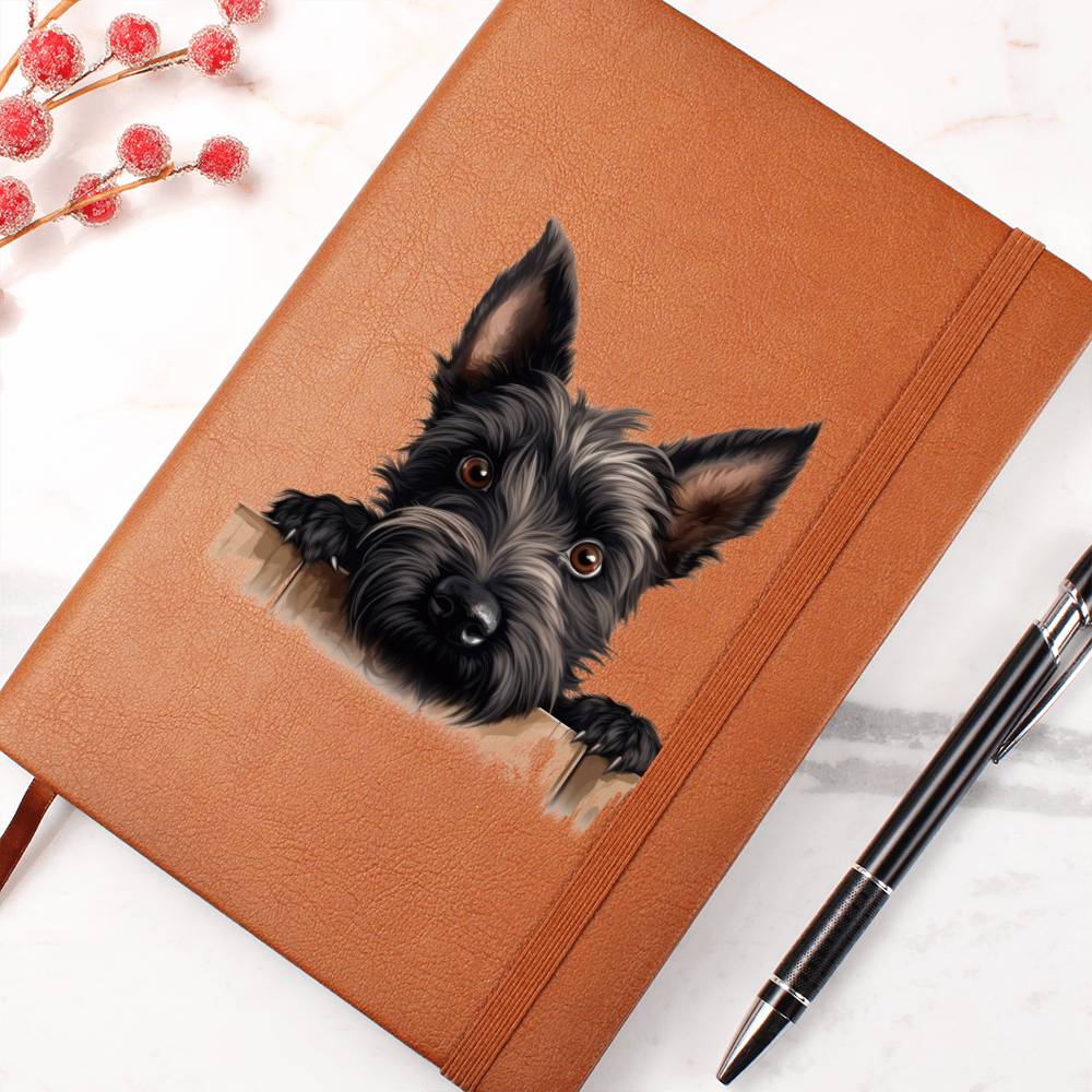 Scottish Terrier Peeking - Vegan Leather Journal