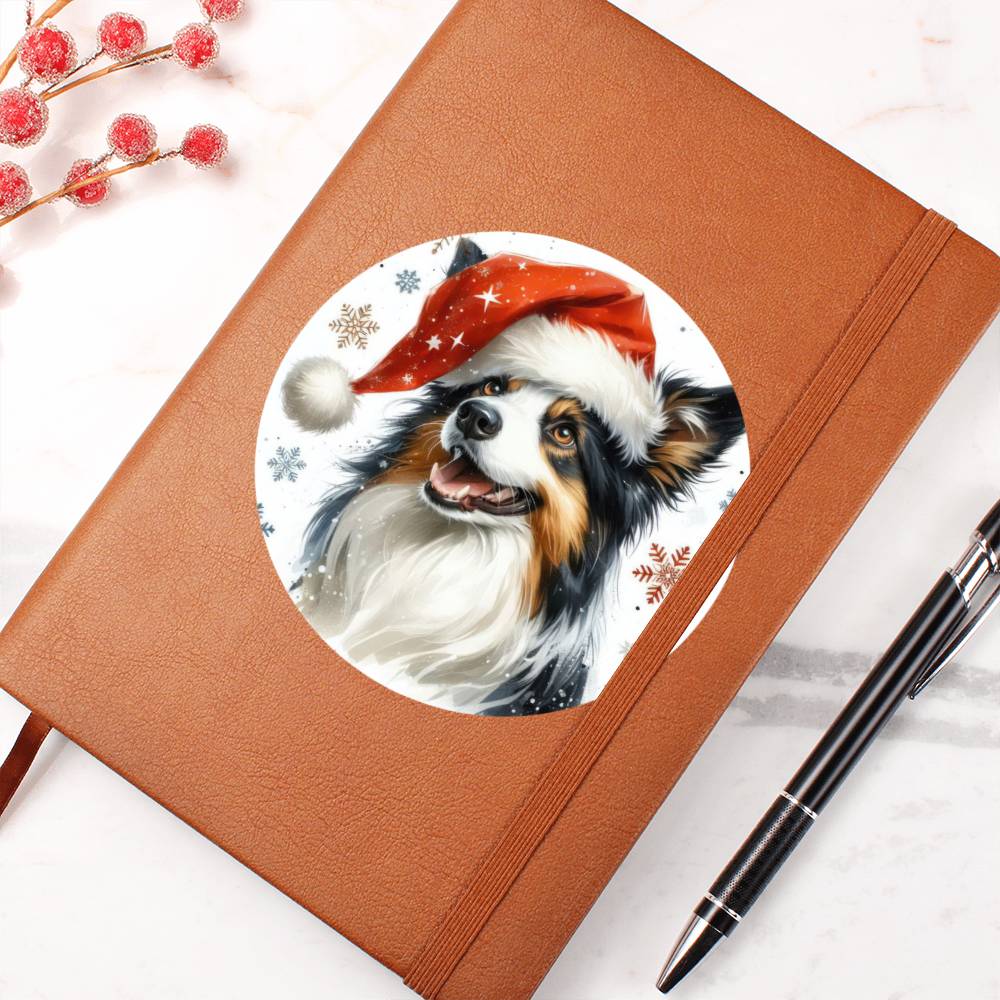 Christmas Dog - Border Collie - Vegan Leather Journal