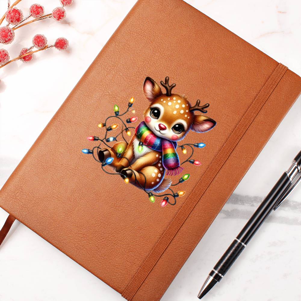 Cute Christmas Reindeer 023 - Vegan Leather Journal