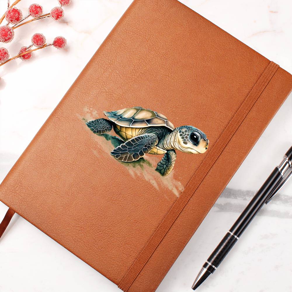 Cute Sea Turtle 019 - Vegan Leather Journal