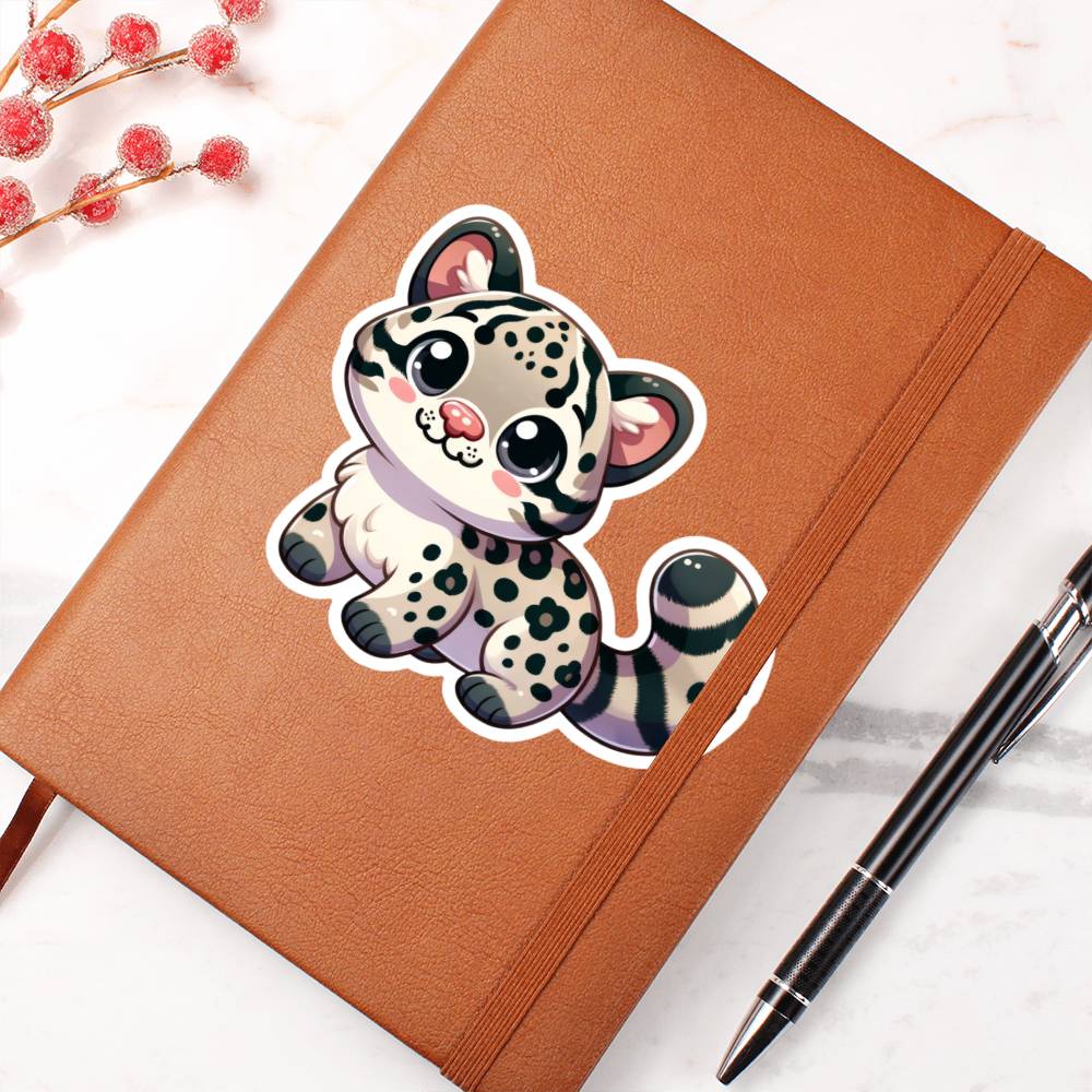 Cute Clouded leopard sticker 27 - Vegan Leather Journal