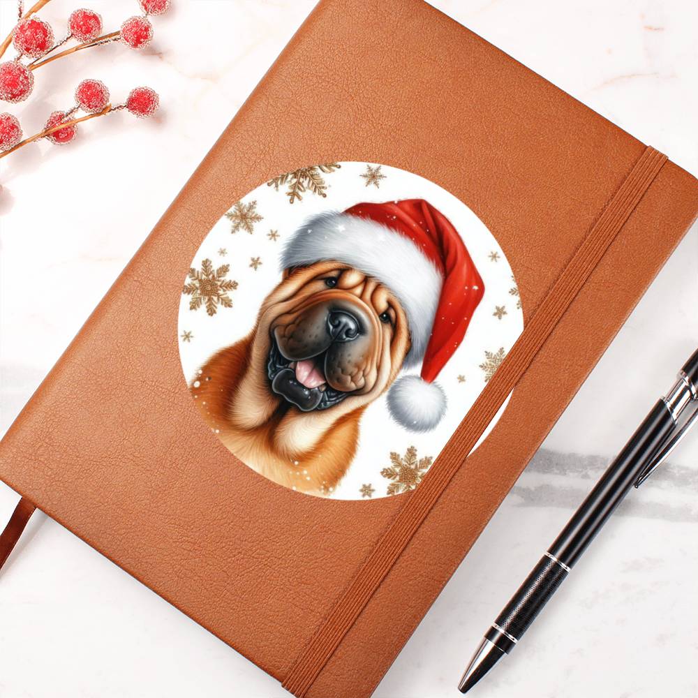 Christmas Dog - Shar-Pei - Vegan Leather Journal
