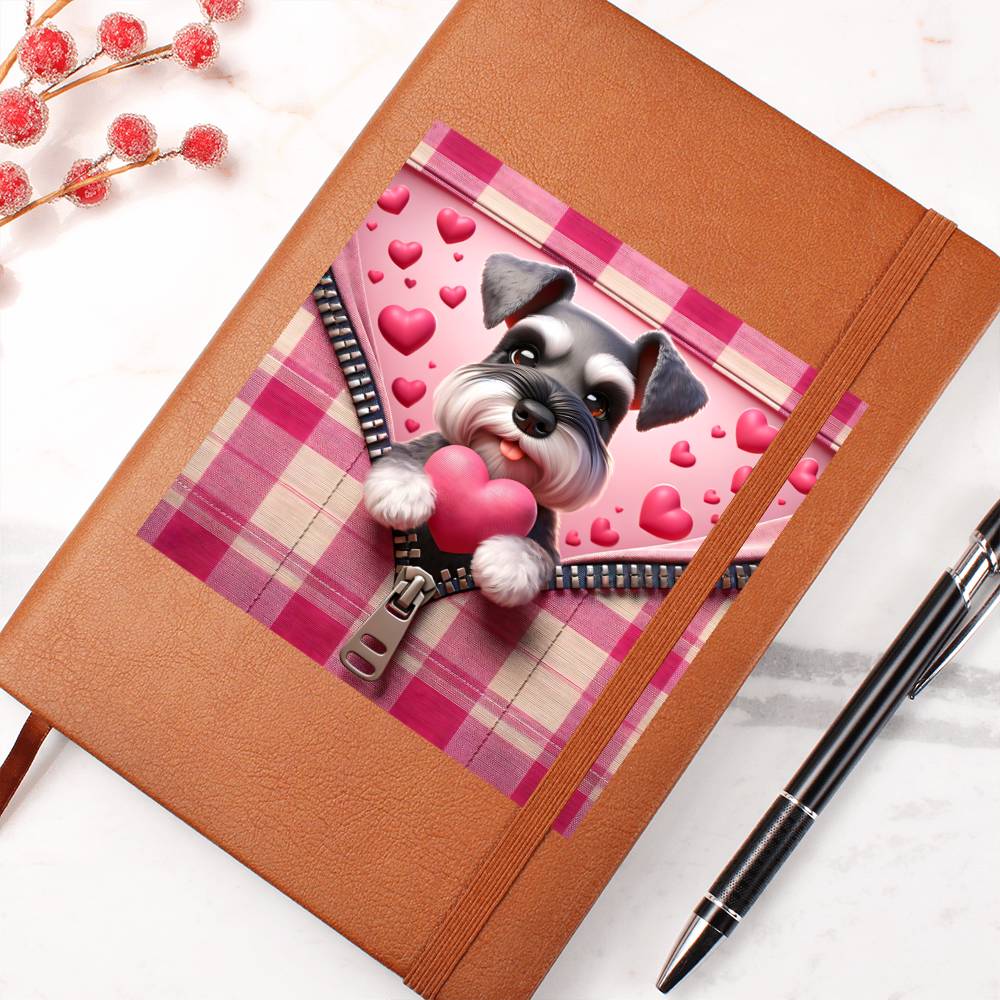Valentine's Day Dog And Zipper 030 - Vegan Leather Journal