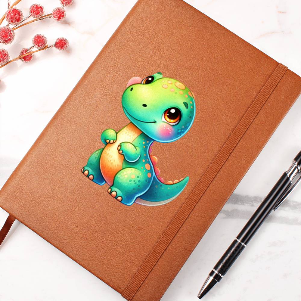 Colorful Baby Dinosaur 073 - Vegan Leather Journal