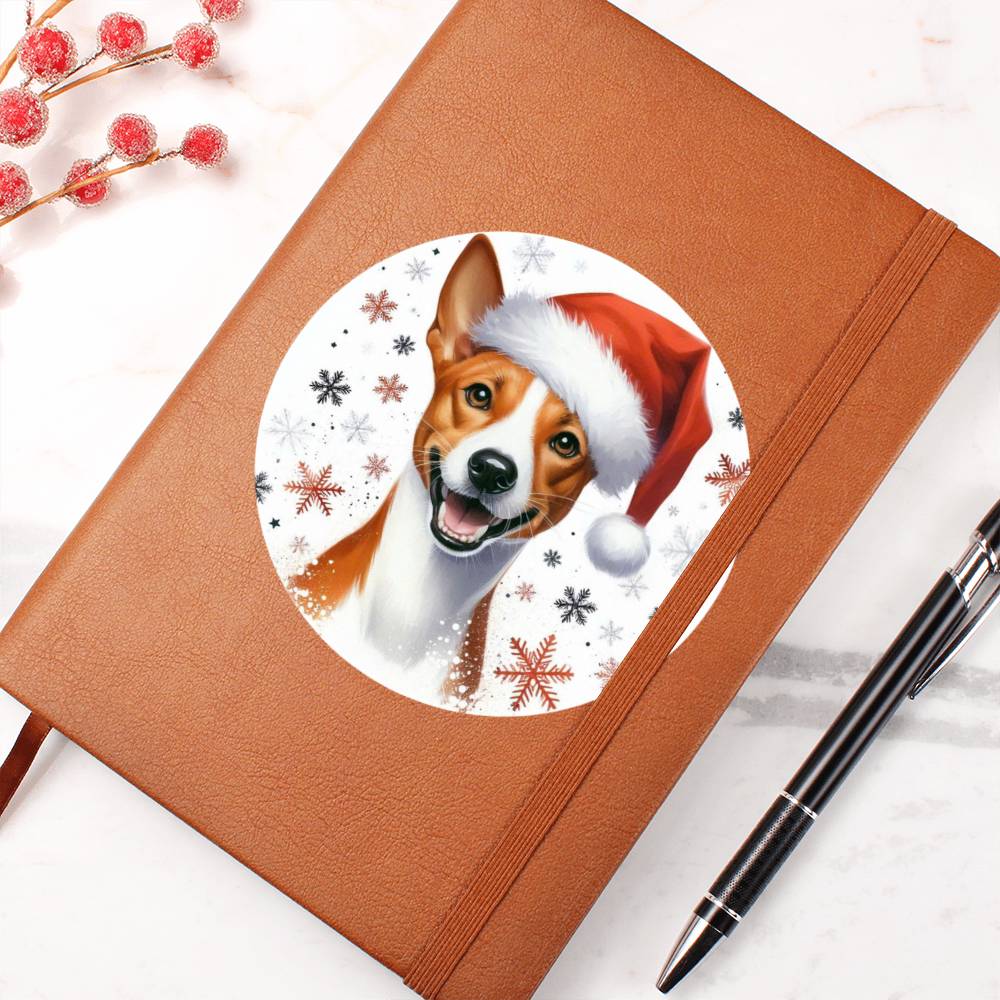 Christmas Dog - Basenji - Vegan Leather Journal