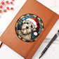 Dog Stained Glass Christmas Design 033 - Vegan Leather Journal