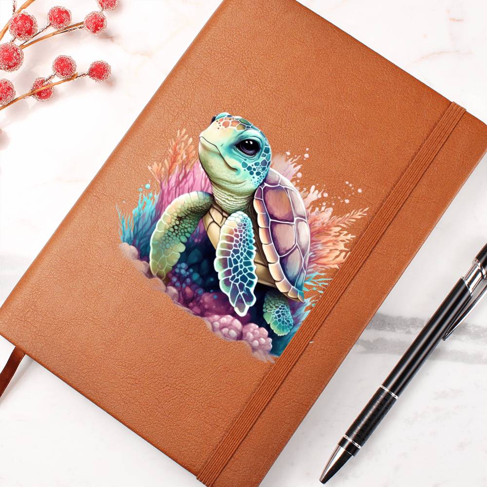 Cute Sea Turtle 012 - Vegan Leather Journal