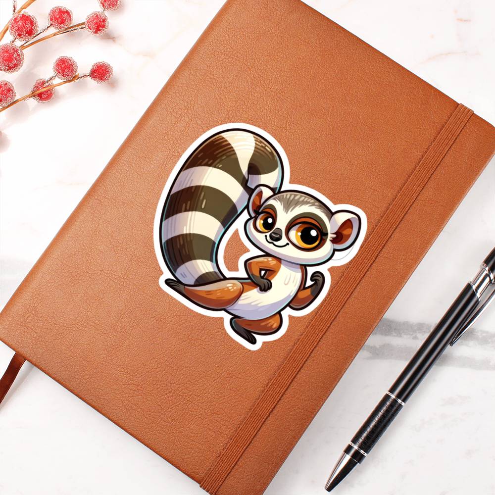 Cute Ringtail lemur sticker 133 - Vegan Leather Journal