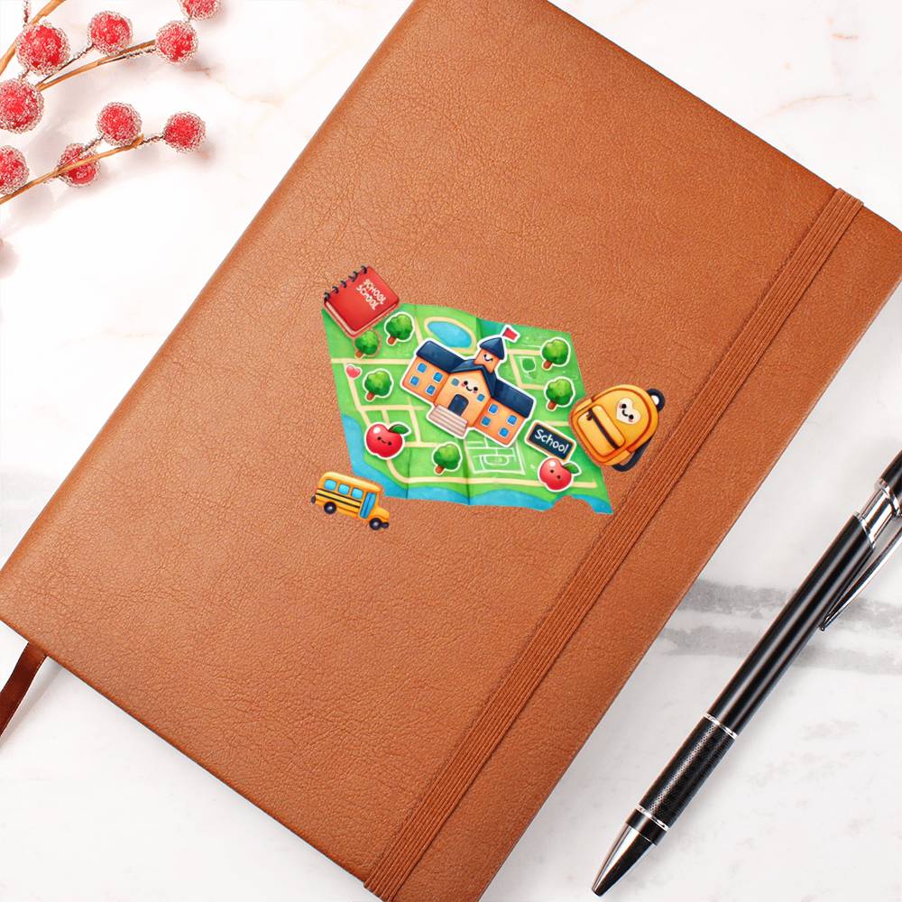 Cute Back to School Sticker 039 - Vegan Leather Journal