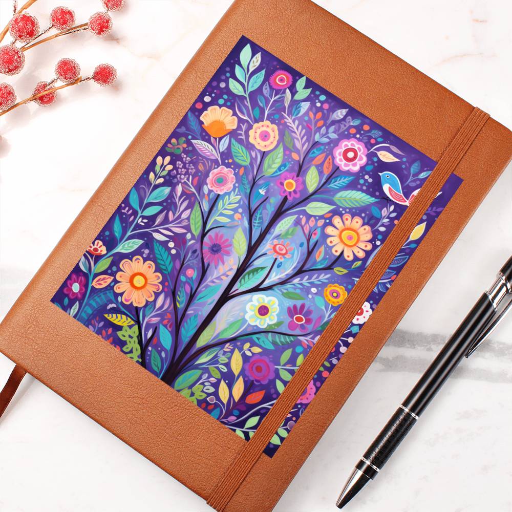 Birds And Floral Design 117 - Vegan Leather Journal