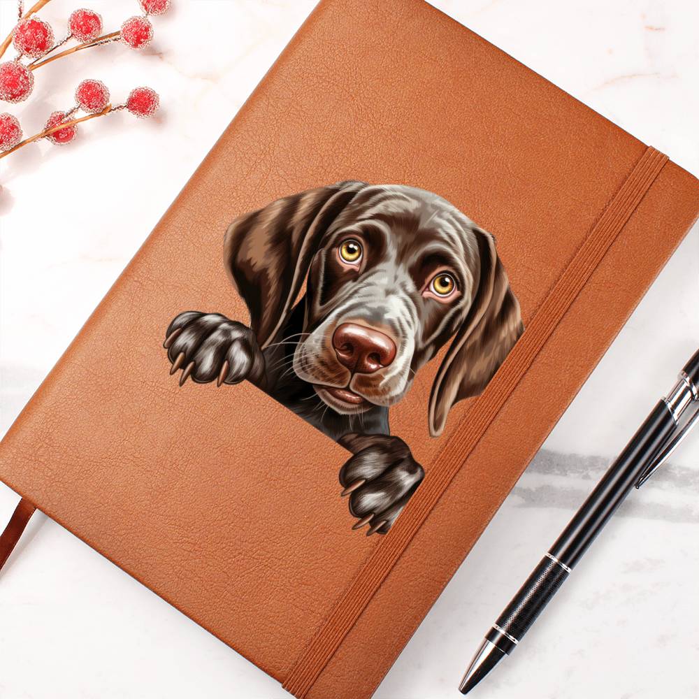 German Shorthaired Pointer Peeking - Vegan Leather Journal