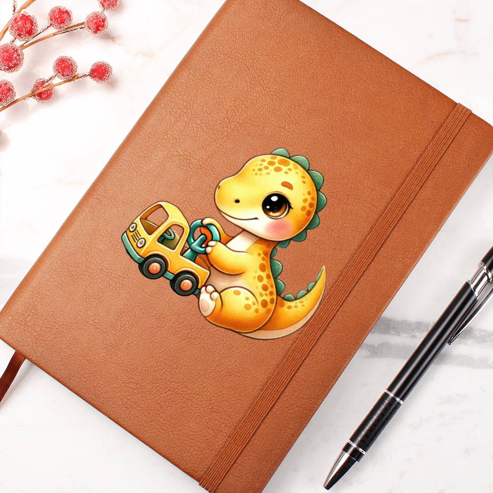 Colorful Baby Dinosaur 052 - Vegan Leather Journal
