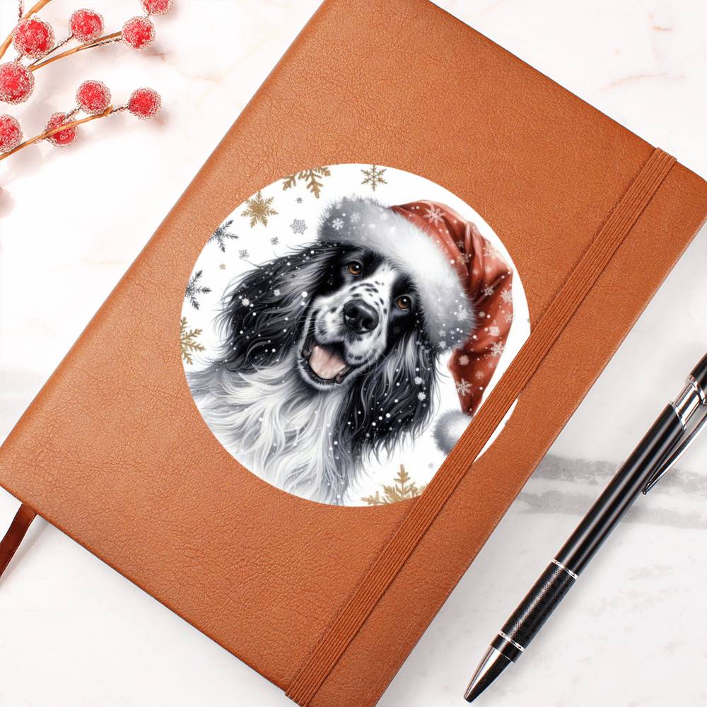 Christmas Dog - English Setter - Vegan Leather Journal