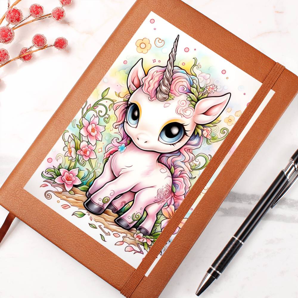 Cute Unicorn 091 - Vegan Leather Journal
