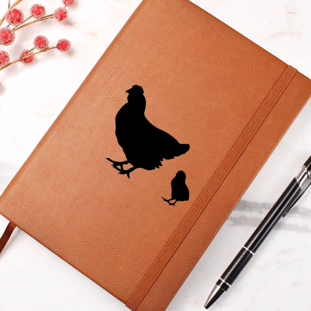 Mama Chicken With 1 Chick - Vegan Leather Journal