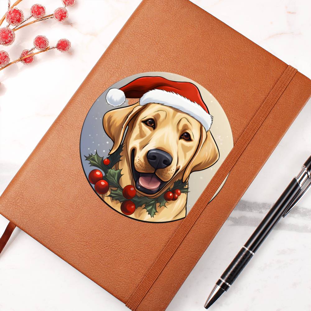 Dog Stained Glass Christmas Design 029 - Vegan Leather Journal