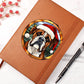 Dog Stained Glass Christmas Design 022 - Vegan Leather Journal