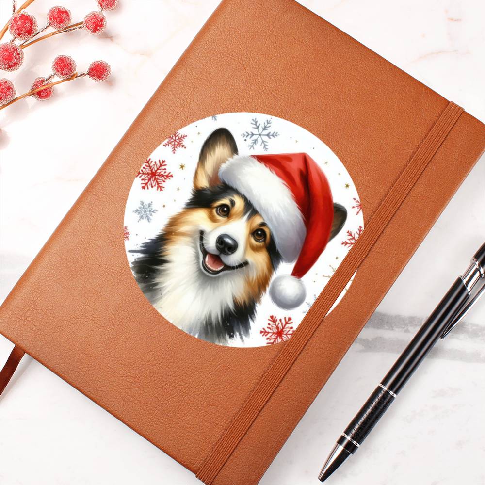 Christmas Dog - Cardigan Welsh Corgi - Vegan Leather Journal