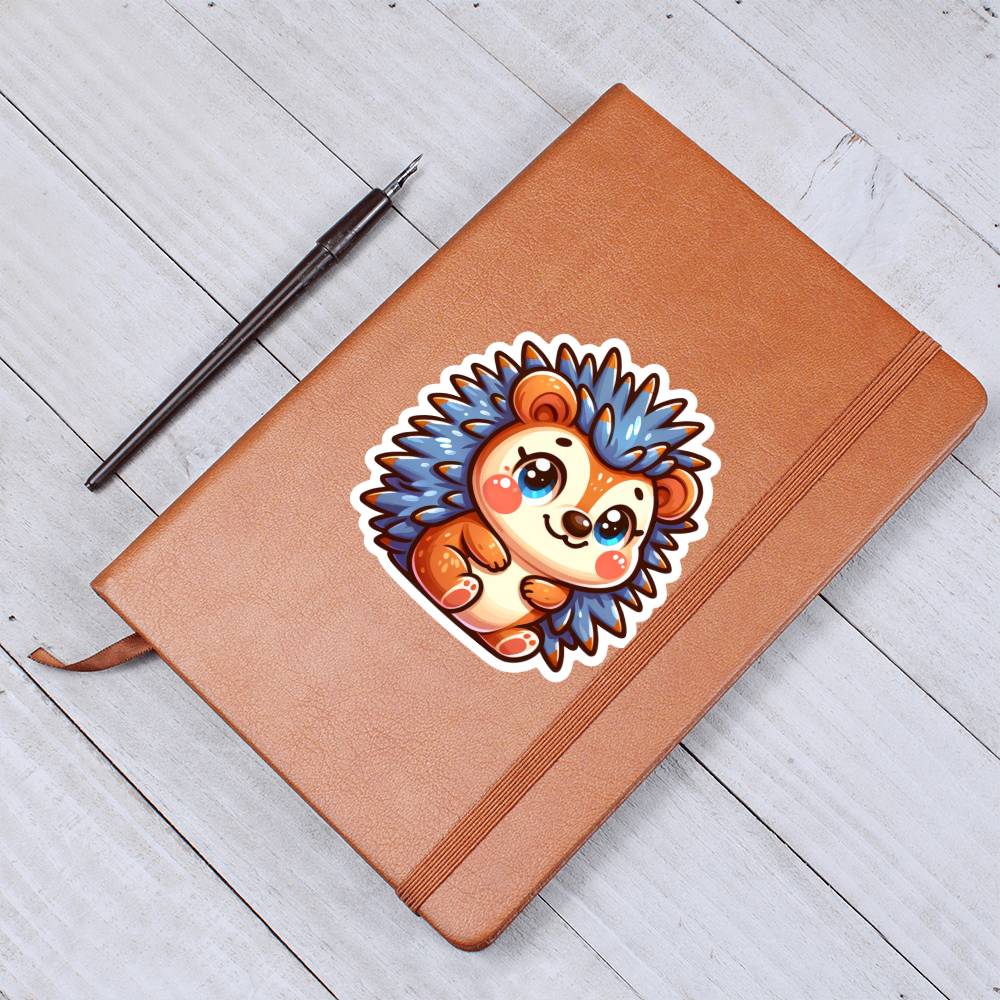 Cute Hedgehog sticker 66 - Vegan Leather Journal