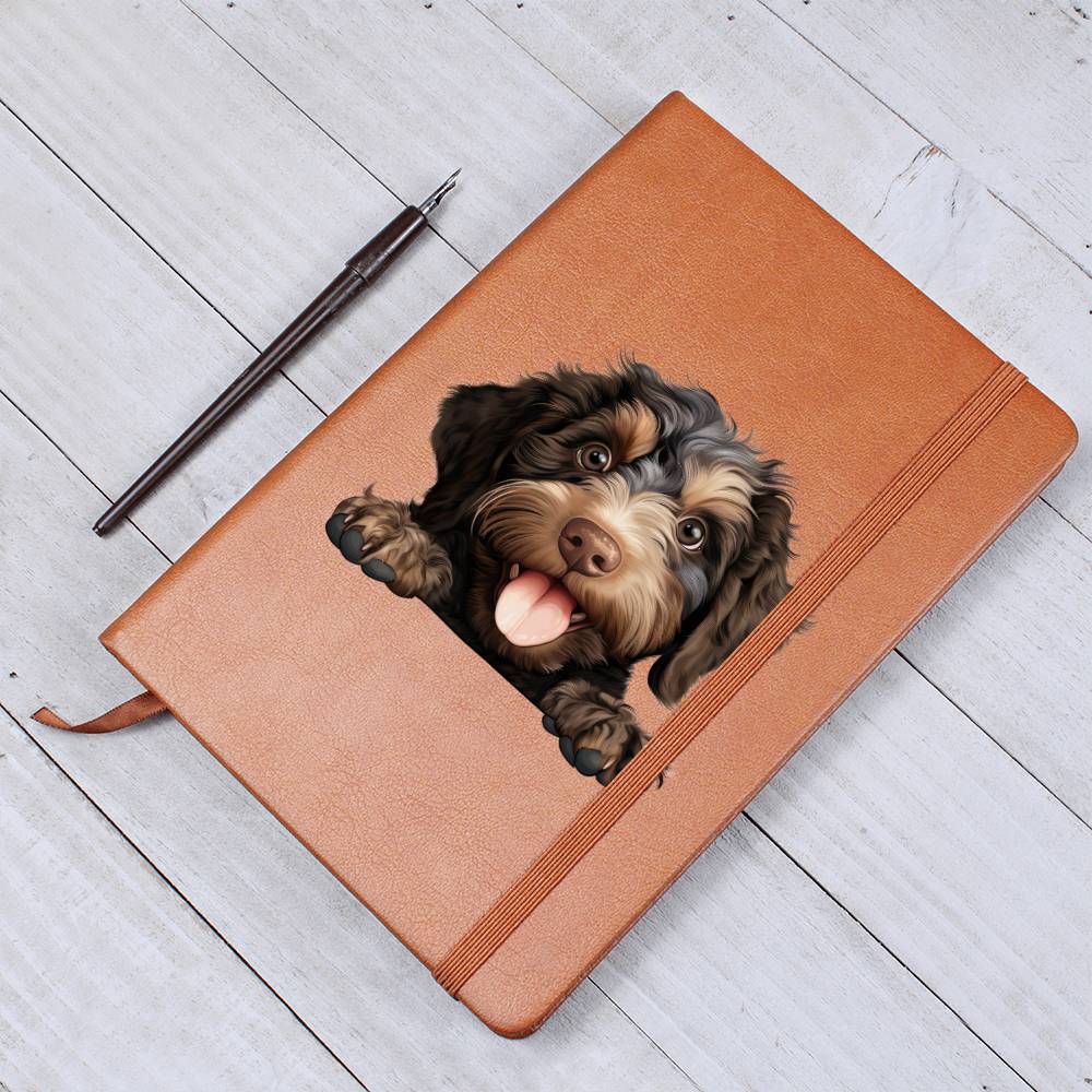 Barbet Peeking - Vegan Leather Journal