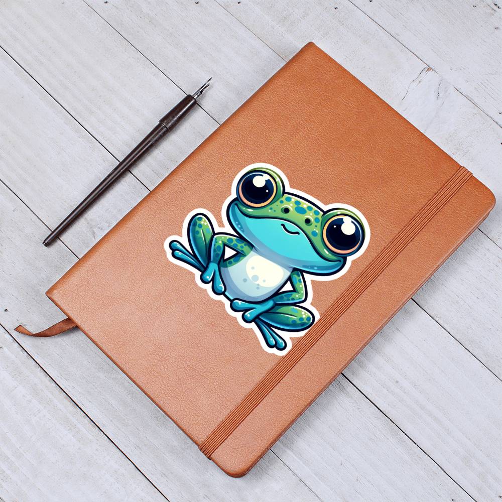 Cute Xenopus (African Clawed Frog) sticker 221 - Vegan Leather Journal