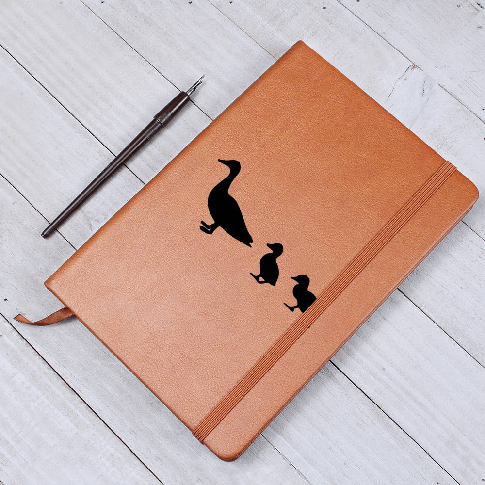 Mama Duck With 2 Ducklings - Vegan Leather Journal