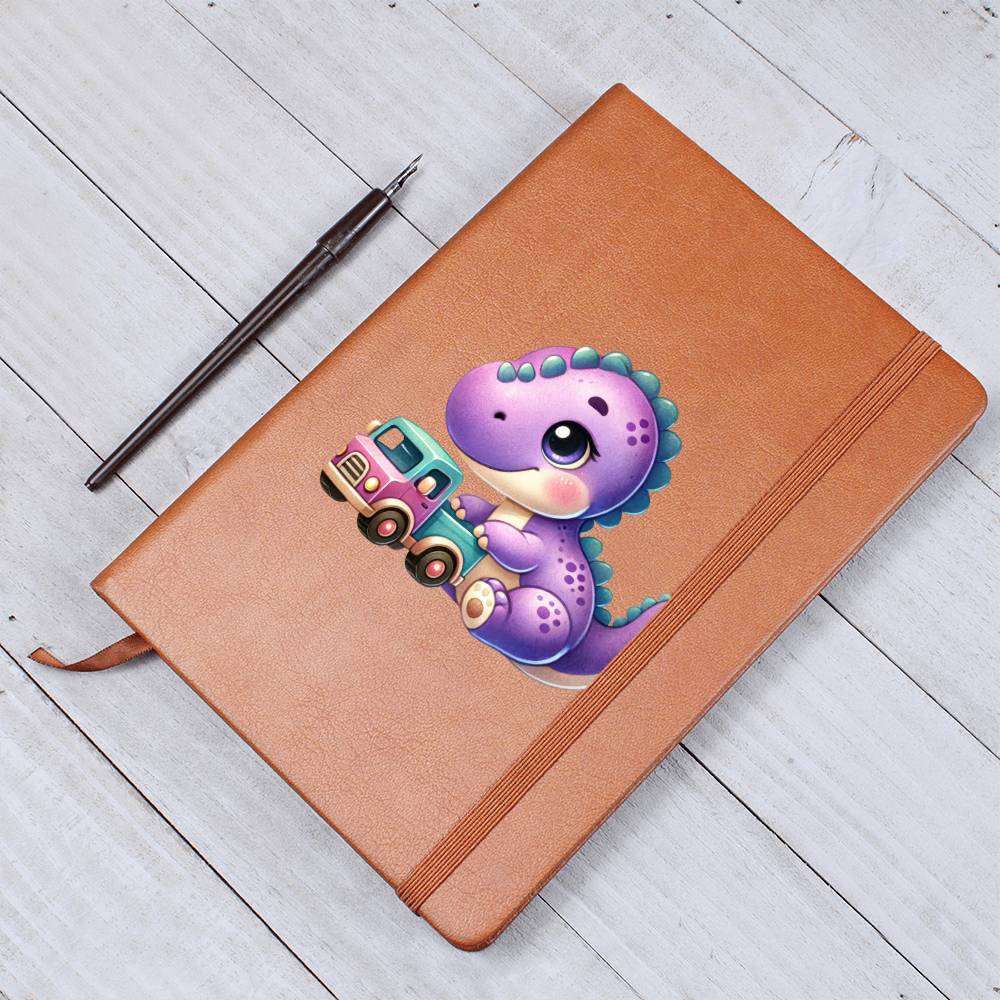 Colorful Baby Dinosaur 097 - Vegan Leather Journal