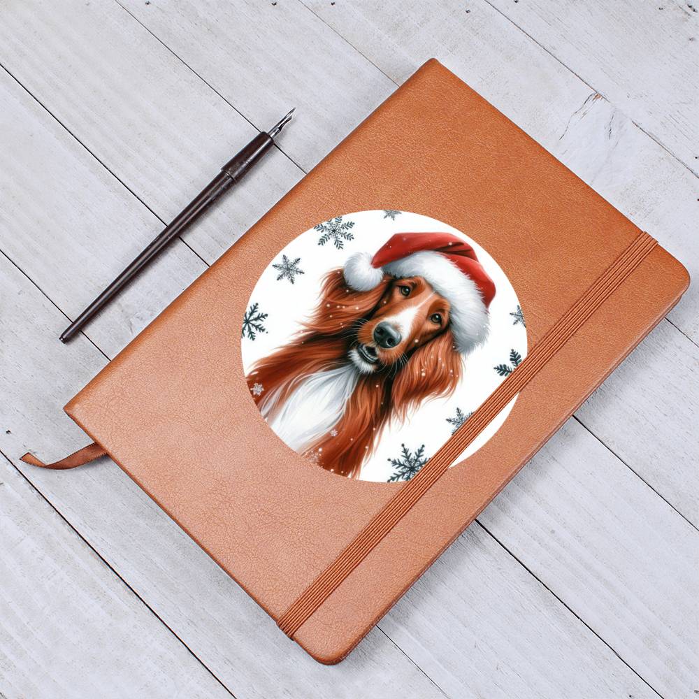 Christmas Dog - Irish Red and White Setter - Vegan Leather Journal